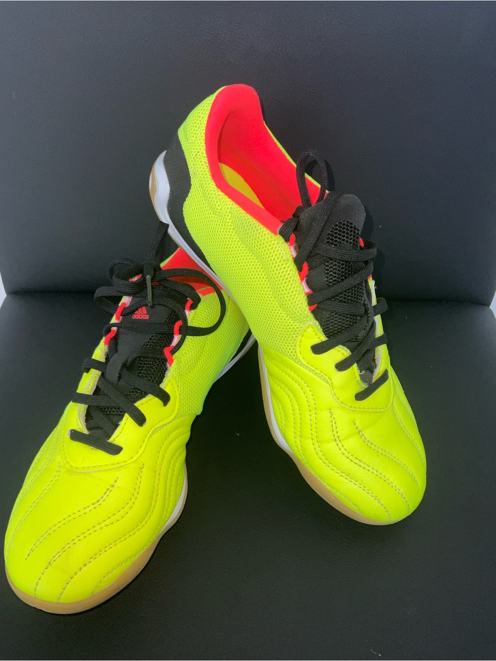 adidas Copa Sense 3. Kids Neon Yellow and Black Indoor Soccer Sneakers
